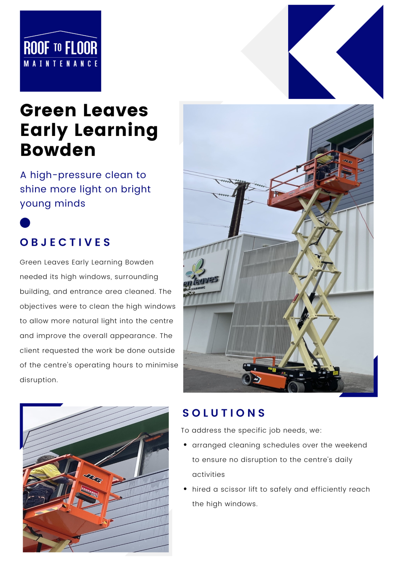 Green Leaves Early Learning Centre Pressure Clean case study cover